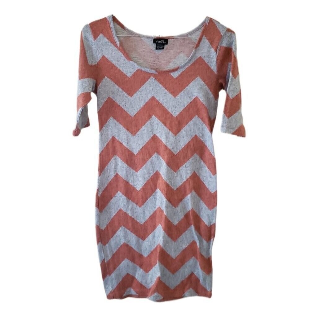 Rue21 Orange & Gray Zig Zag Dress